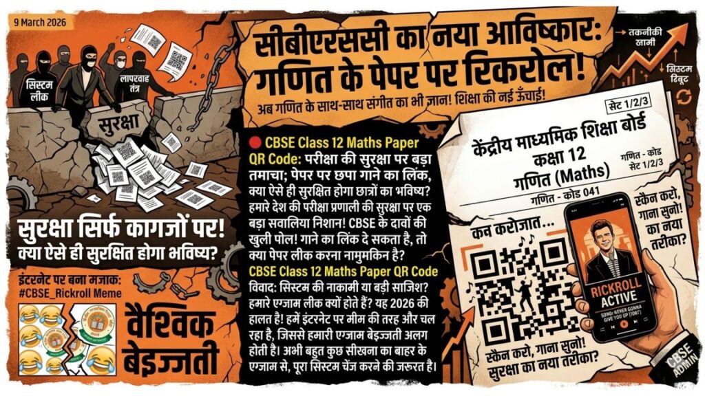 CBSE Class 12 Maths Paper QR Code स्कैन करने पर खुला गाने का लिंक। क्या सुरक्षित हैं हमारे देश के एग्जाम?