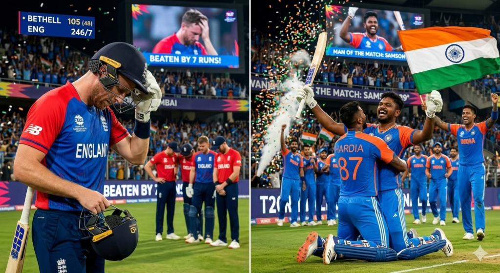 India wins with 7 run vs England