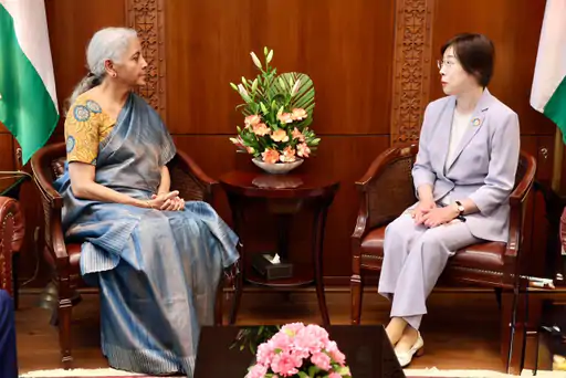 FM Nirmala Sitharaman with aiib new chairmen