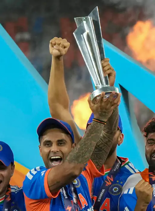 Surya Kumar Yadav takes t20 world cup trophy