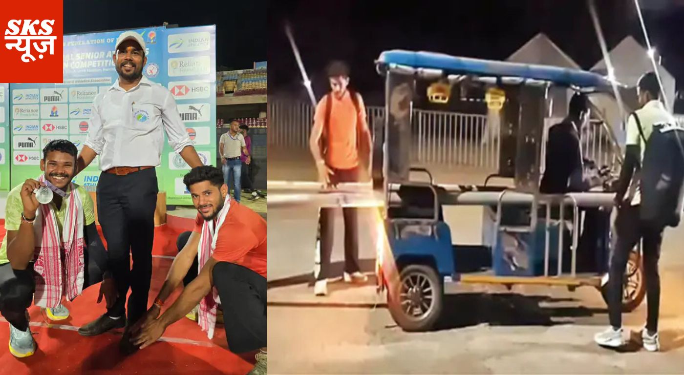 एथलेटिक्स फेडरेशन कप में पोल से छलांग लगाते देव मीणा।