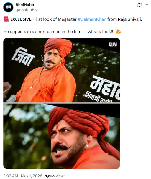 Salman Khan Raja Shivaji Cameo look in traditional Maratha attire as Jiva Mahale
