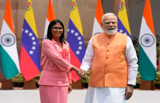 पीएम मोदी और वेनेजुएला की राष्ट्रपति डेल्सी रोड्रिगेज के बीच नई दिल्ली में मुलाकात