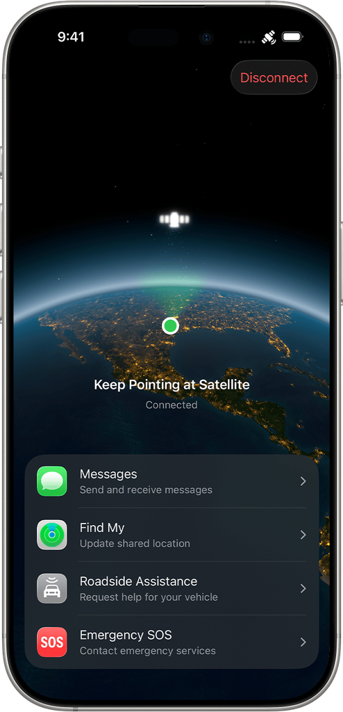 Apple Extends Satellite Messaging feature active on iPhone screen in remote area